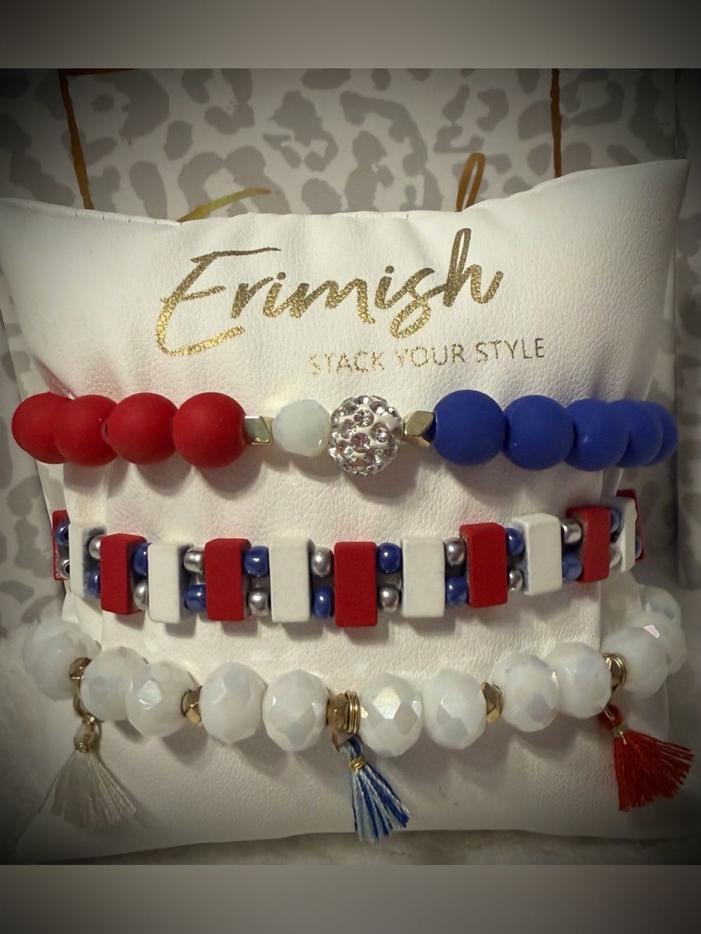 New ERIMISH Bracelets 3 pc Stack - Red, White & Blue